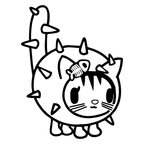 Toca Boca Cat in Cactus Costume Coloring Page free printable Toca Boca Coloring Pages coloring page