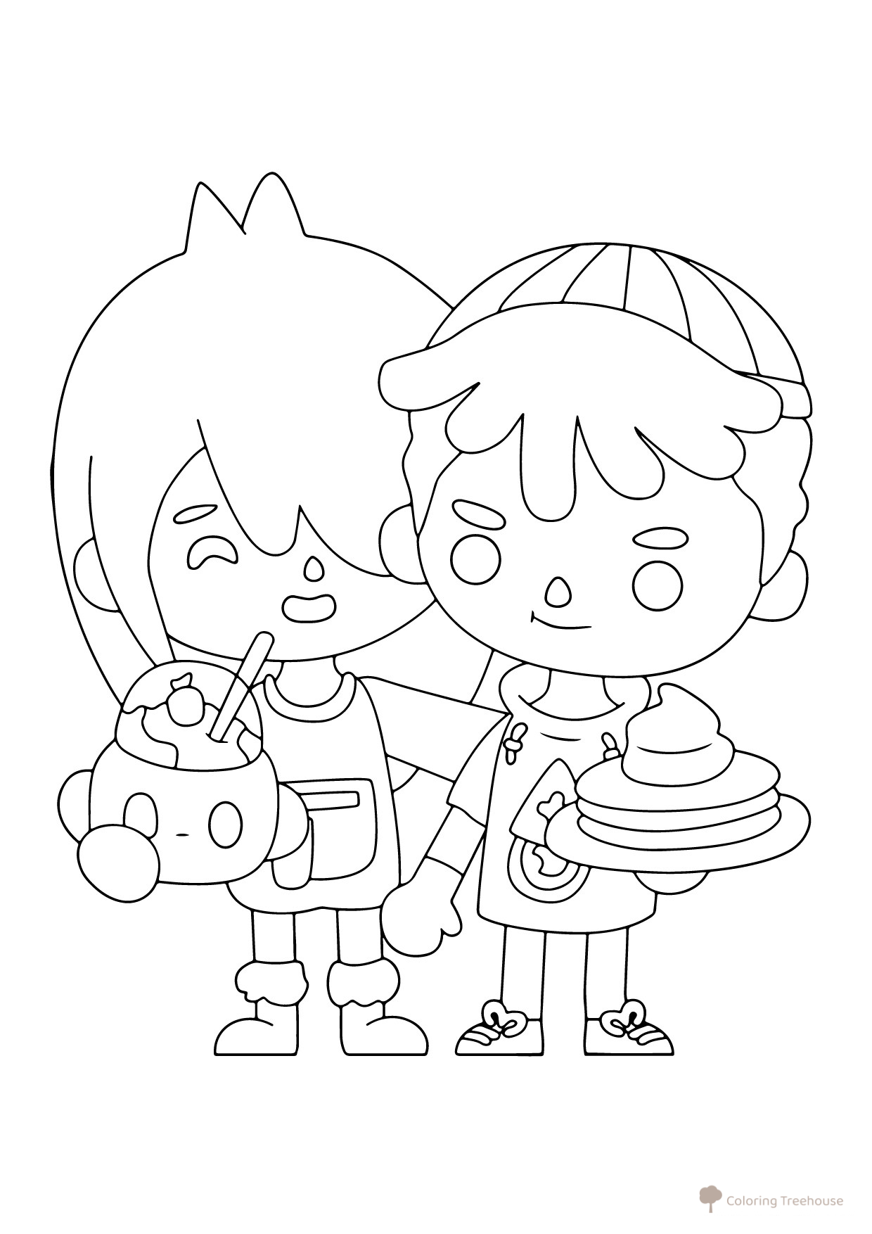 Página para colorear Toca Boca: niño y niña dibujo para colorear gratis de Páginas para colorear de Toca Boca (Toca Boca)