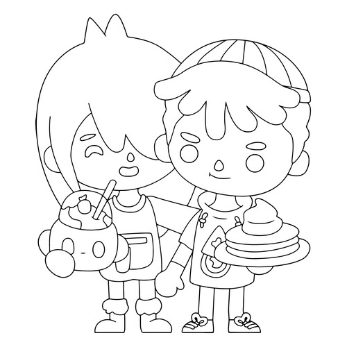 Página para colorear Toca Boca: niño y niña dibujo para colorear gratis de Páginas para colorear de Toca Boca (Toca Boca)