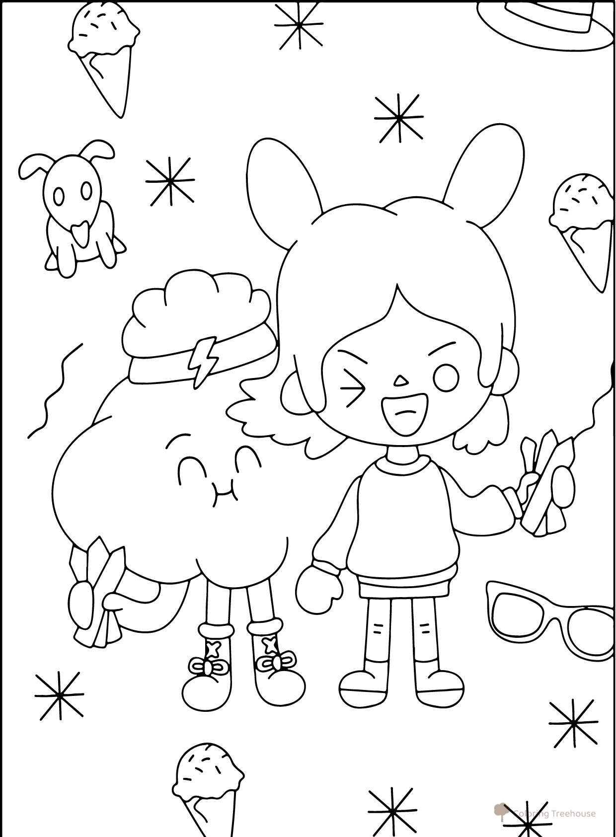 Página para colorear Toca Boca: niño y nubecita dibujo para colorear gratis de Páginas para colorear de Toca Boca (Toca Boca)