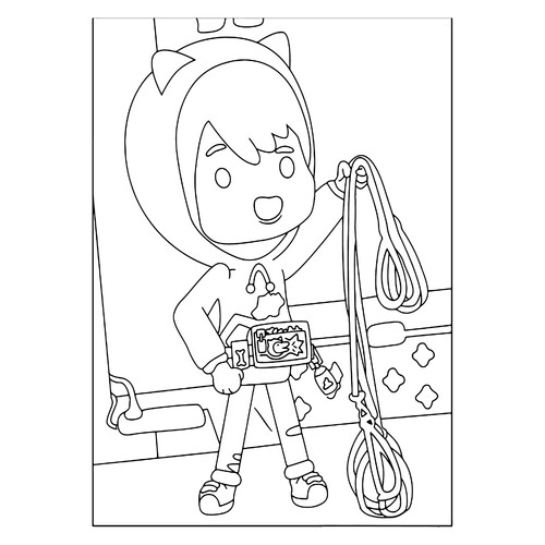 Página para colorear: Toca Boca - chico con capucha y correa dibujo para colorear gratis de Páginas para colorear de Toca Boca (Toca Boca)
