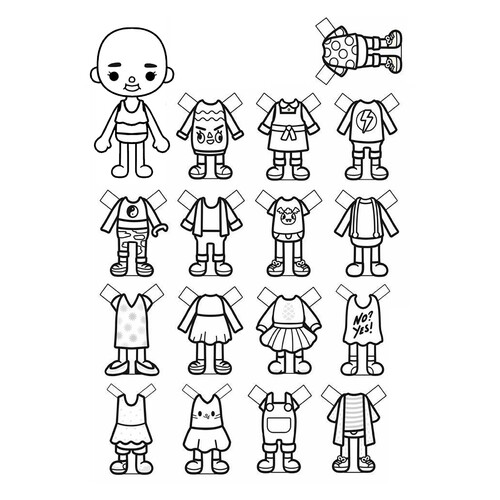 Página para colorear «Toca Boca: ropa para recortar» dibujo para colorear gratis de Páginas para colorear de Toca Boca (Toca Boca)