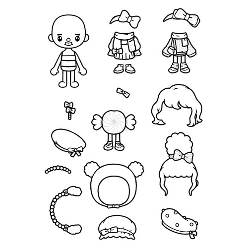 Página para colorear: Toca Boca — ropa y accesorios dibujo para colorear gratis de Páginas para colorear de Toca Boca (Toca Boca)