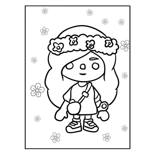 Página para colorear «Toca Boca con corona de flores» dibujo para colorear gratis de Páginas para colorear de Toca Boca (Toca Boca)
