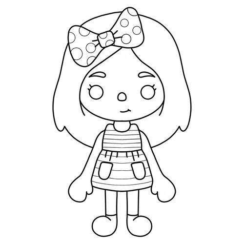 Página para colorear «Toca Boca con un bonito lazo» dibujo para colorear gratis de Páginas para colorear de Toca Boca (Toca Boca)