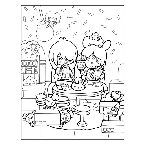 Dibujo para colorear «Toca Boca con regalos Hello Kitty» dibujo para colorear gratis de Páginas para colorear de Toca Boca (Toca Boca)