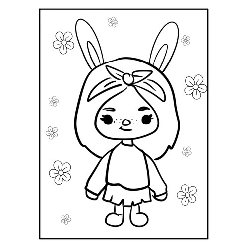 Página para colorear «Toca Boca con orejas de conejo» dibujo para colorear gratis de Páginas para colorear de Toca Boca (Toca Boca)