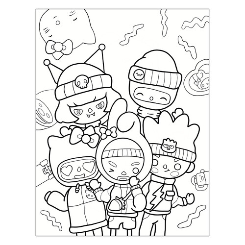 Página para colorear «Toca Boca en disfraces de Sanrio» dibujo para colorear gratis de Páginas para colorear de Toca Boca (Toca Boca)