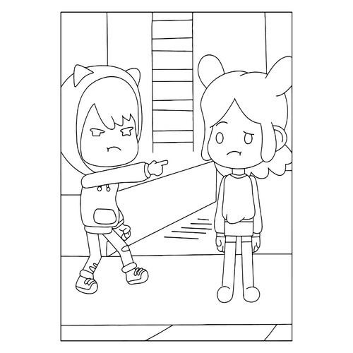 Página para colorear: Toca Boca — Zik señalando a Rita dibujo para colorear gratis de Páginas para colorear de Toca Boca (Toca Boca)