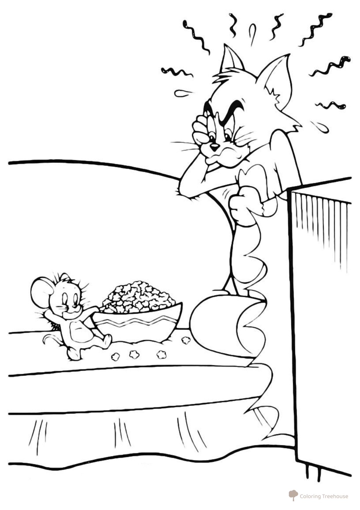 Jerry Eating Popcorn Coloring Page free printable Tom and Jerry Coloring Pages coloring page