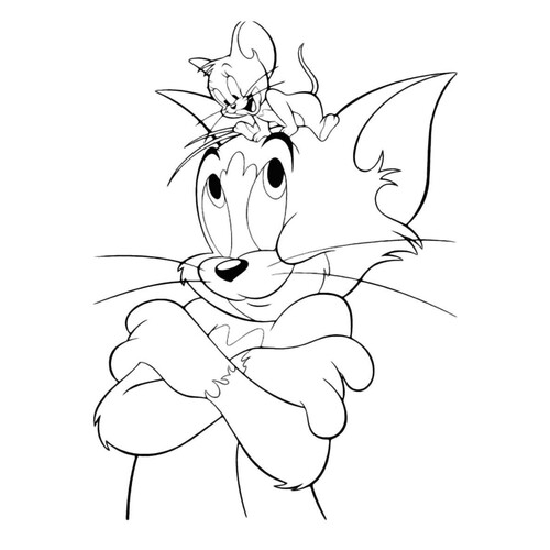Página para colorear: Jerry sobre la cabeza de Tom dibujo para colorear gratis de Tom and Jerry Coloring Pages