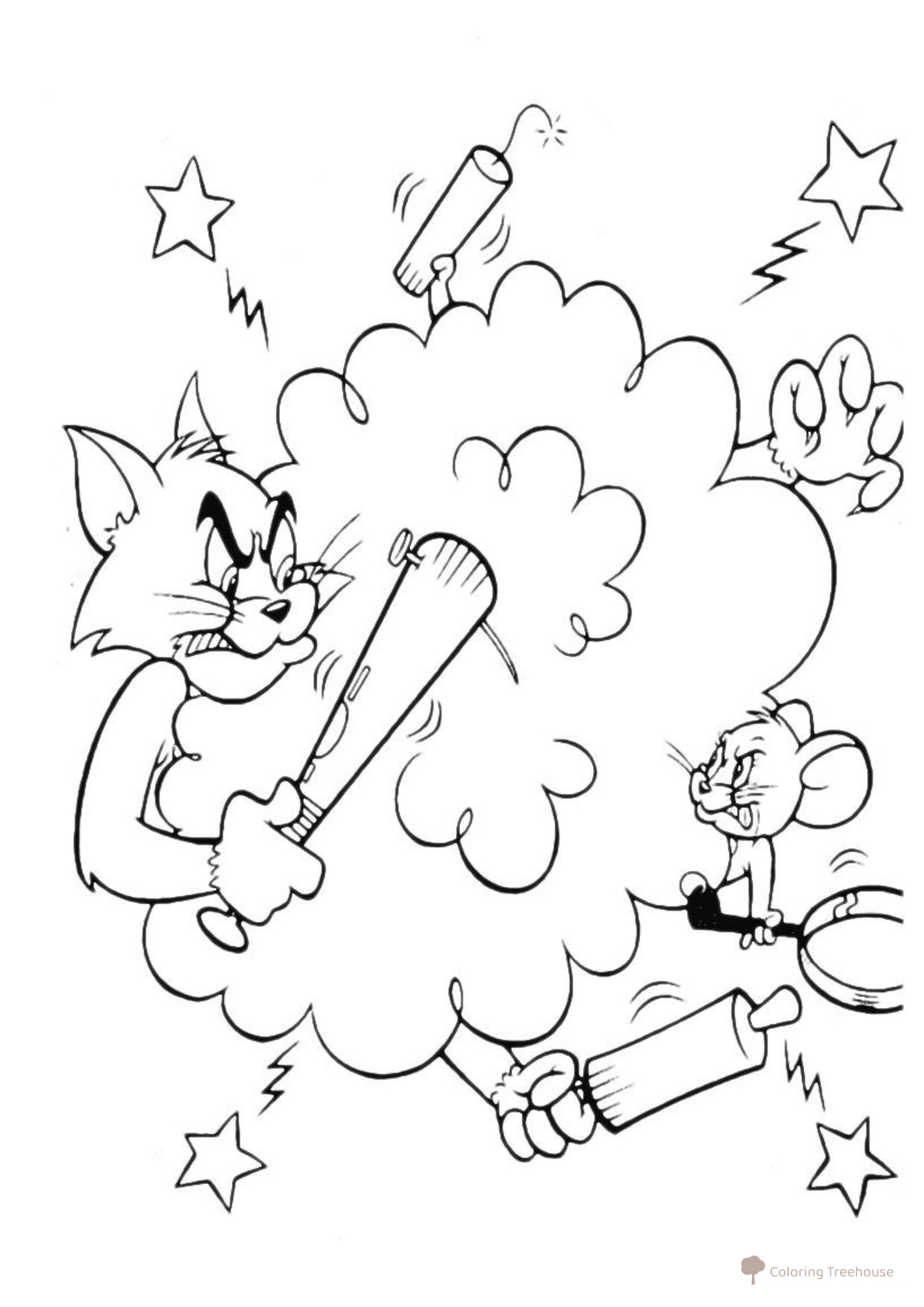 Página para colorear «Cómo se enfurecen Tom y Jerry» dibujo para colorear gratis de Tom and Jerry Coloring Pages