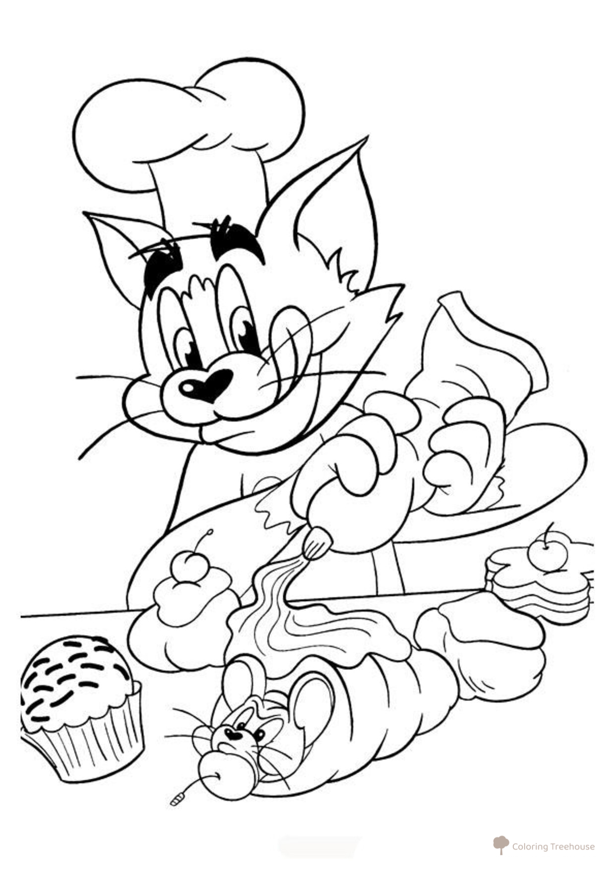 Tom Makes a Sandwich Out of Jerry Coloring Page free printable Tom and Jerry Coloring Pages coloring page