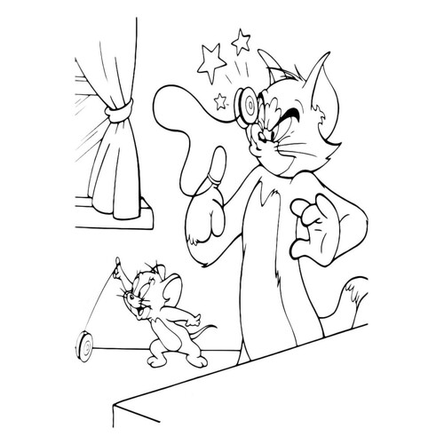 Tom and Jerry Coloring Page with Yarn free printable Tom and Jerry Coloring Pages coloring page