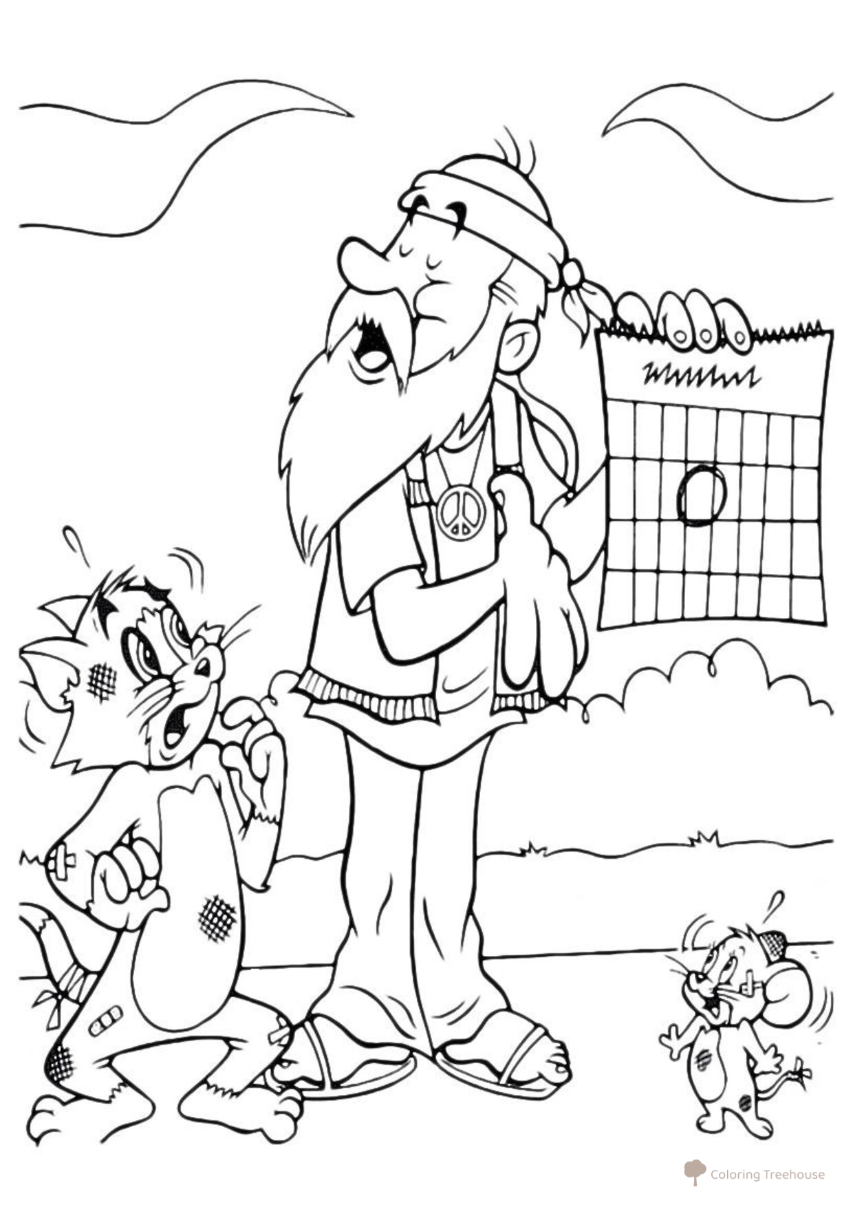 Tom y Jerry con rozaduras - página para colorear dibujo para colorear gratis de Tom and Jerry Coloring Pages