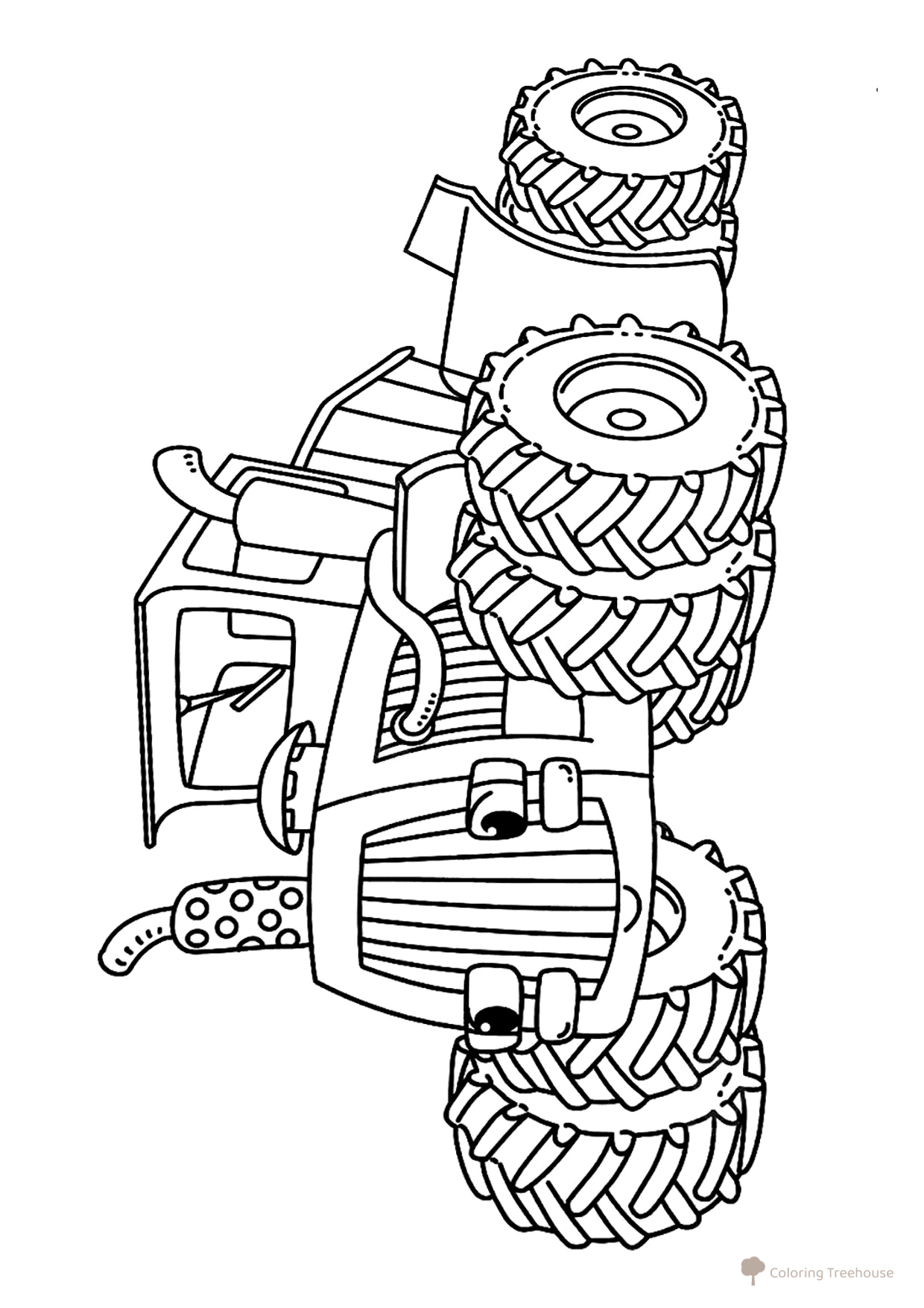 Página para colorear «Gran y adorable tractor» dibujo para colorear gratis de Páginas para colorear: tractores y cosechadoras