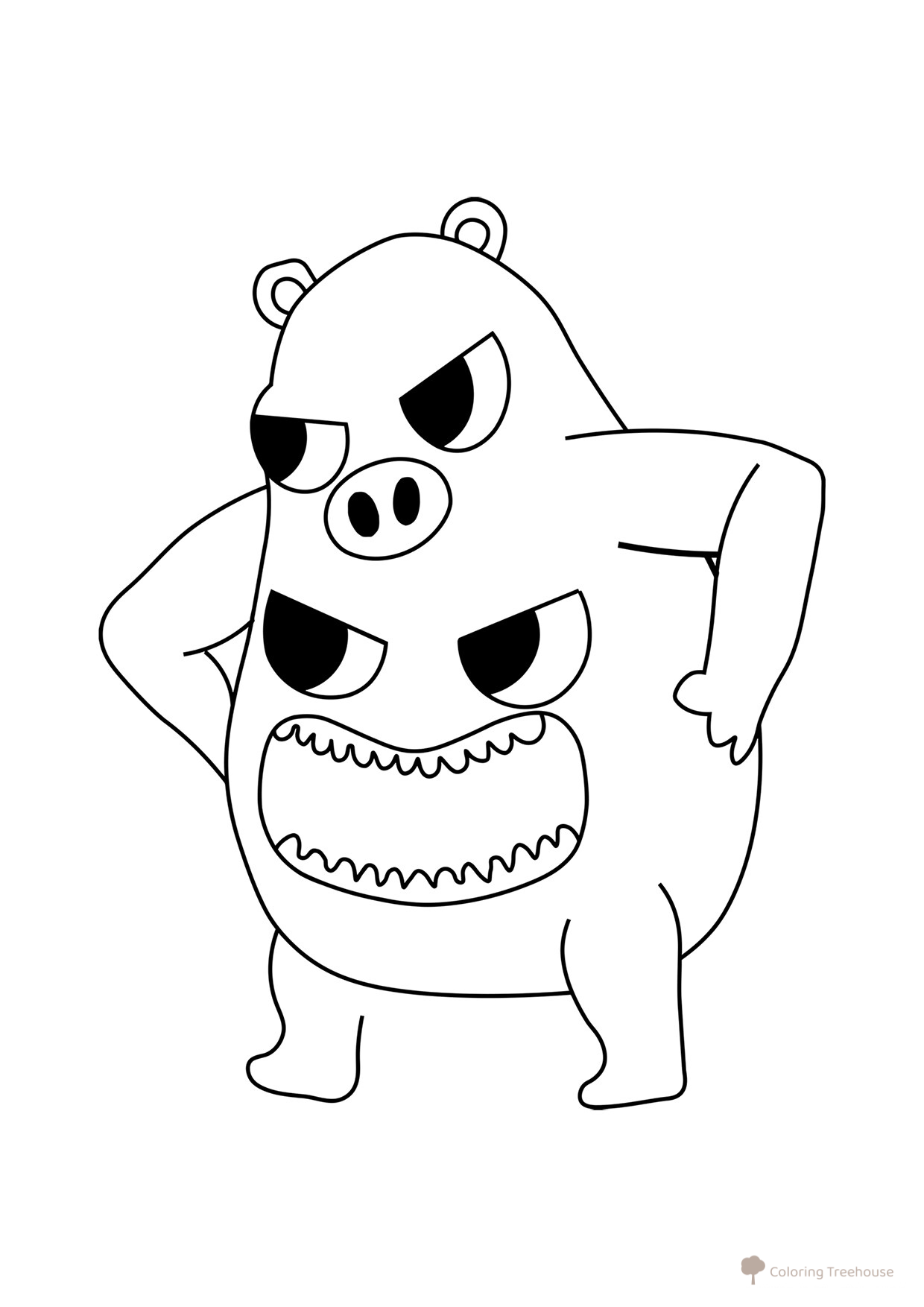 Página para colorear: Chef Pigster enfadado del jardín Banban dibujo para colorear gratis de Páginas para colorear de Banban