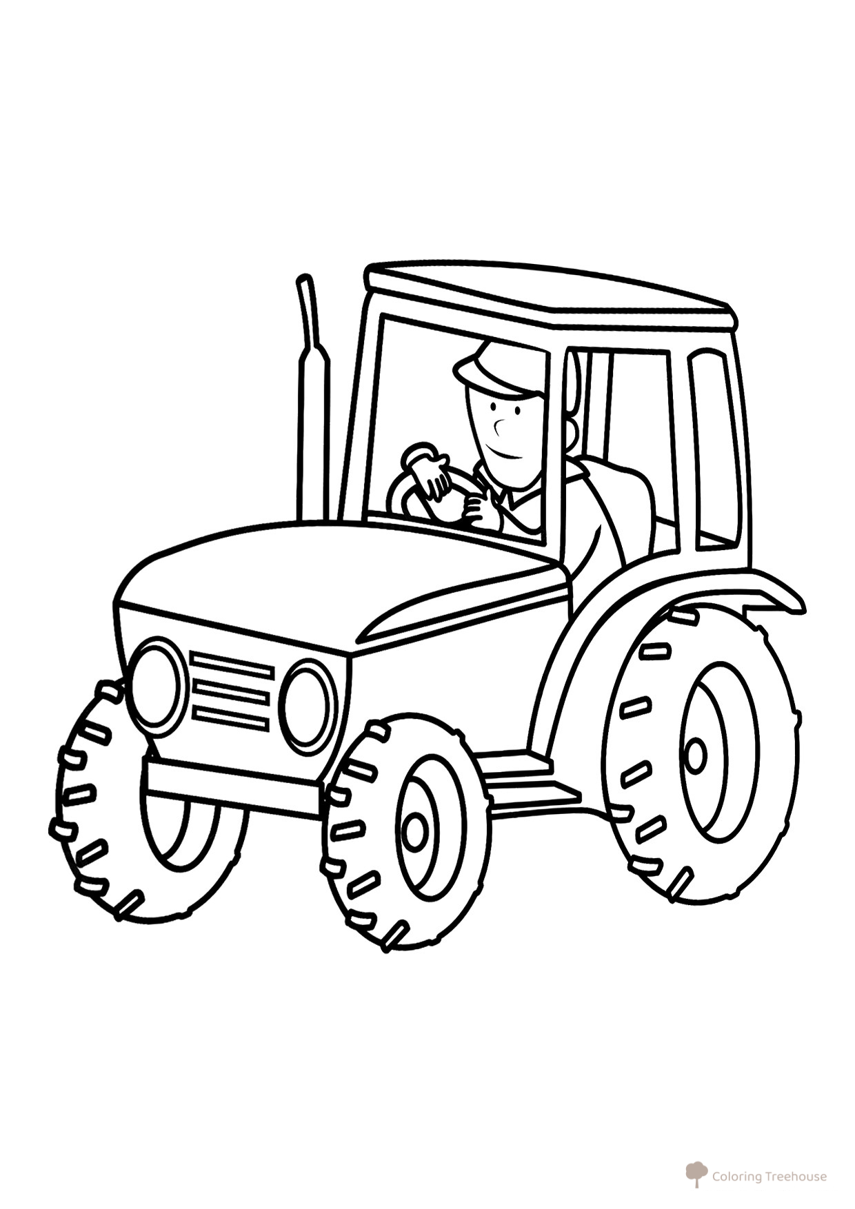 Simple Tractor Driver and Tractor Coloring Page free printable Tractors and Combine Harvesters Coloring Pages coloring page