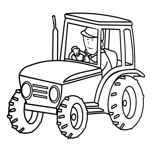 Simple Tractor Driver and Tractor Coloring Page free printable Tractors and Combine Harvesters Coloring Pages coloring page