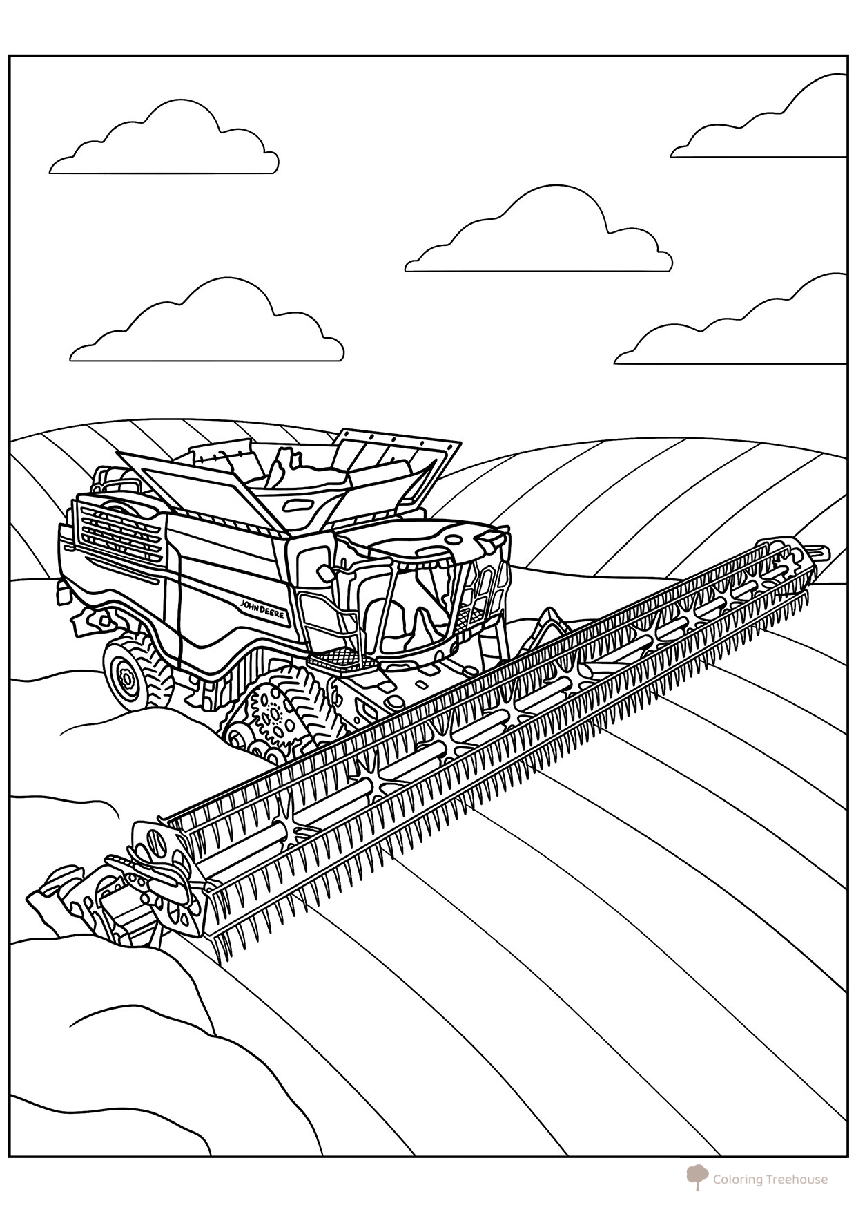 Página para colorear «Cosechadora agrícola» dibujo para colorear gratis de Páginas para colorear: tractores y cosechadoras