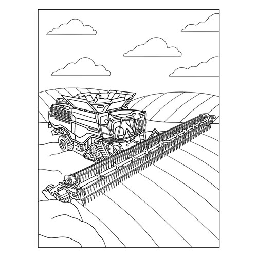 Página para colorear «Cosechadora agrícola» dibujo para colorear gratis de Páginas para colorear: tractores y cosechadoras