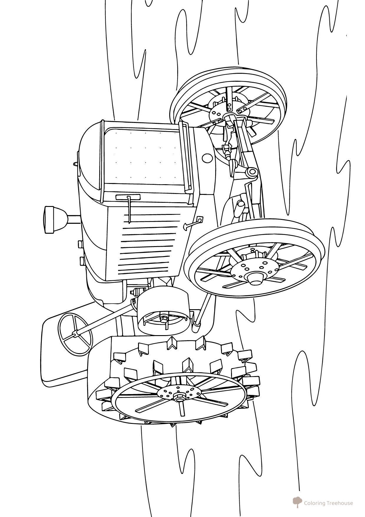 Dibujo para colorear «Tractor antiguo» dibujo para colorear gratis de Páginas para colorear: tractores y cosechadoras