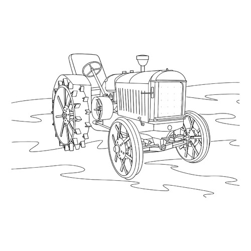 Dibujo para colorear «Tractor antiguo» dibujo para colorear gratis de Páginas para colorear: tractores y cosechadoras