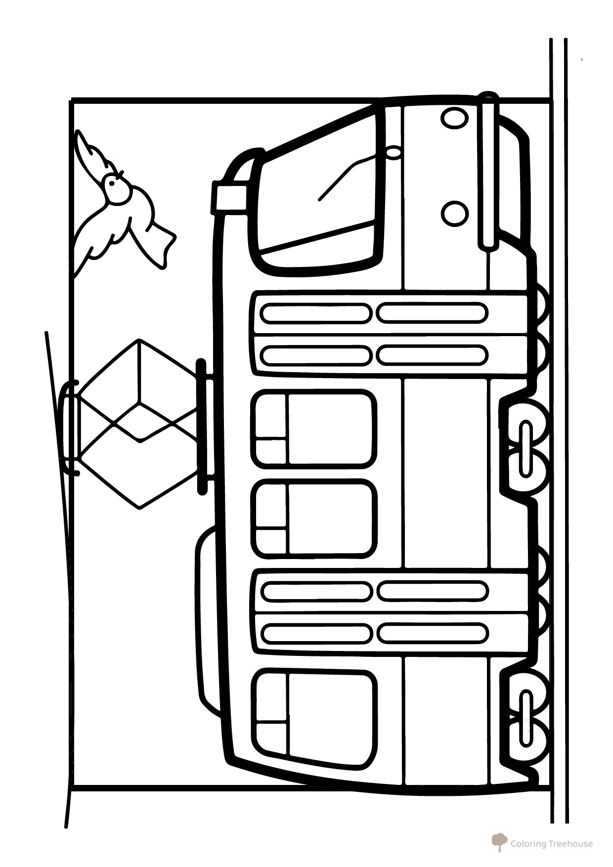 Páginas para colorear: "Tranvía y paloma" dibujo para colorear gratis de Páginas para colorear de tranvías