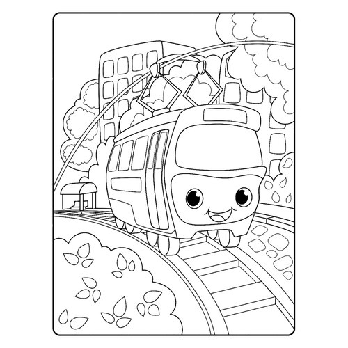 Página para colorear «Tranvía alegre» dibujo para colorear gratis de Páginas para colorear de tranvías