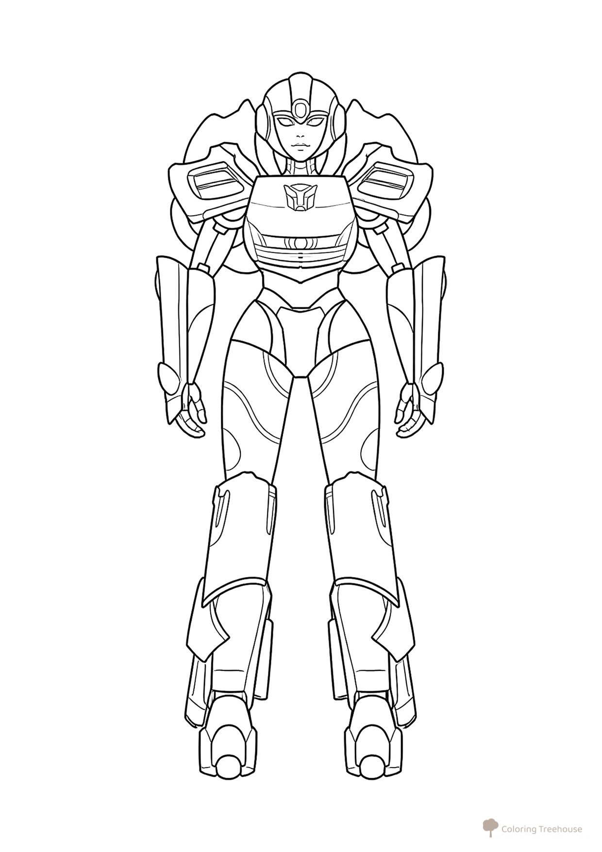 Página para colorear «Autobot Arcee (Universo Singular)» dibujo para colorear gratis de Páginas para colorear de Transformers