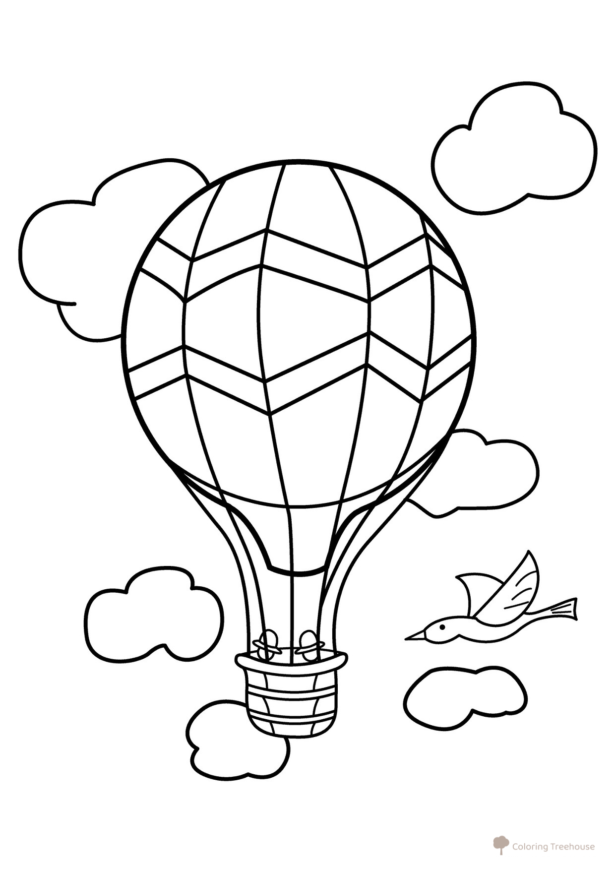 Dibujo para colorear: Globo aerostático dibujo para colorear gratis de Páginas para colorear de transporte