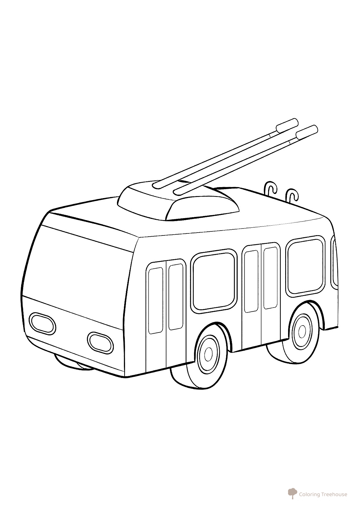 Página para colorear «Trolebús espacioso de la calle» dibujo para colorear gratis de Páginas para colorear de trolebuses