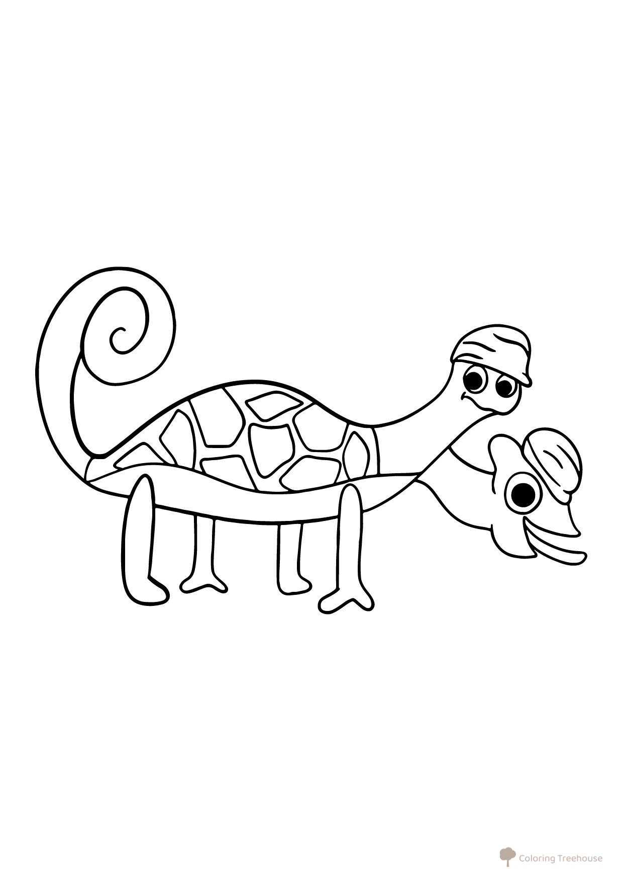 Página para colorear: Tamataki y Chamataки tortuga-camaleón dibujo para colorear gratis de Páginas para colorear de Banban