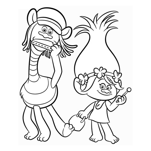 涂色页:库珀与玫瑰花(Купер и Розочка) 免费可打印《魔发精灵》(Trolls)涂色页涂色页