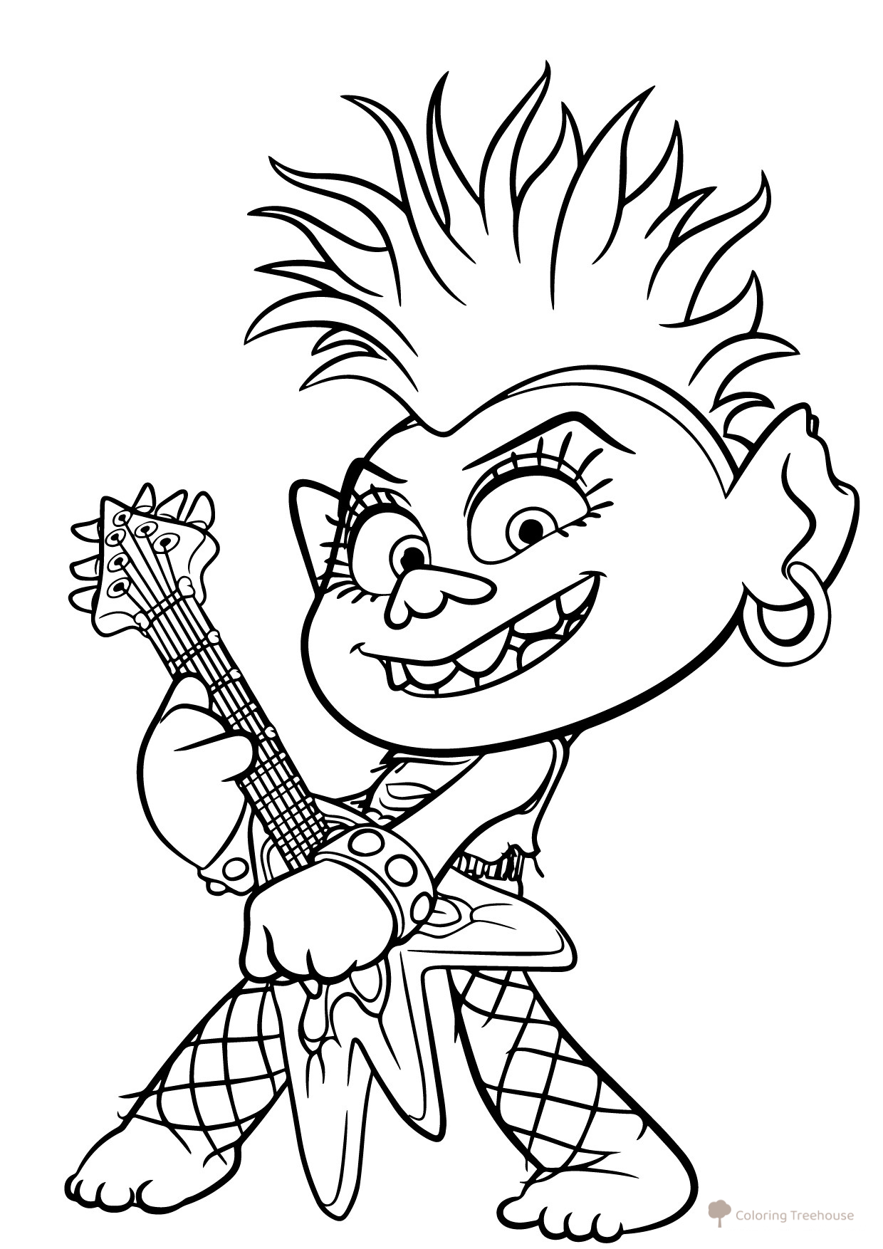 Roks — la reina de los trolls (hard rock) – página para colorear dibujo para colorear gratis de Trolls and Trolls World Tour Coloring Pages