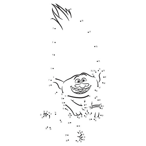 连点成图填色页:宝石巨魔(Troll Almaz) 免费可打印《魔发精灵》(Trolls)涂色页涂色页