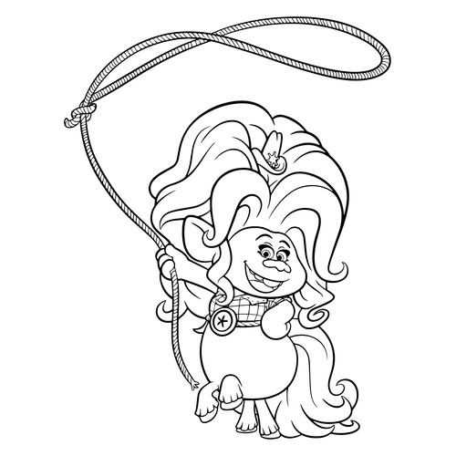 填色页:巨魔 《狂野三角洲》 免费可打印《魔发精灵》(Trolls)涂色页涂色页