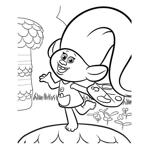 涂色页:精灵哈珀(Troll Harper) 免费可打印《魔发精灵》(Trolls)涂色页涂色页
