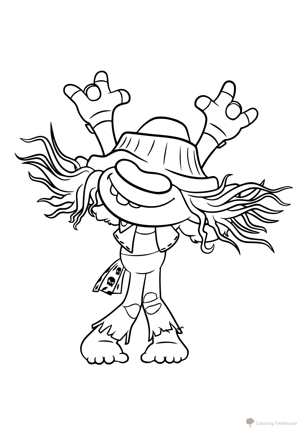 Riff the Troll Coloring Page free printable Trolls and Trolls World Tour Coloring Pages coloring page