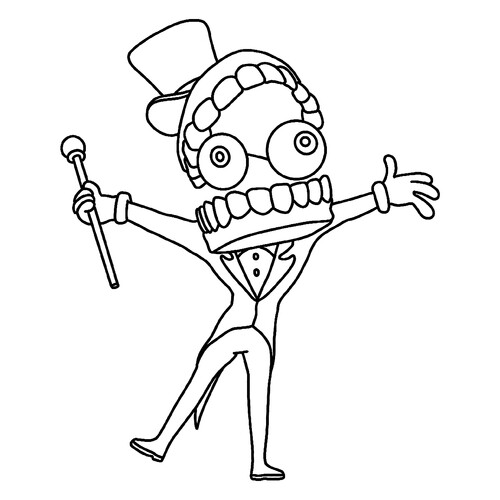 Página para colorear «Kein con bastón» dibujo para colorear gratis de Páginas para colorear «El sorprendente circo digital»