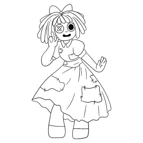 Página para colorear «Ragata optimista» dibujo para colorear gratis de Páginas para colorear «El sorprendente circo digital»