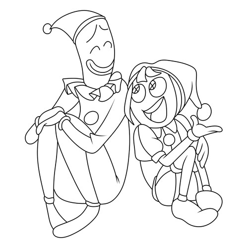 Pomni Sitting Together with Kaufmo Coloring Page free printable Amazing Digital Circus Coloring Pages coloring page