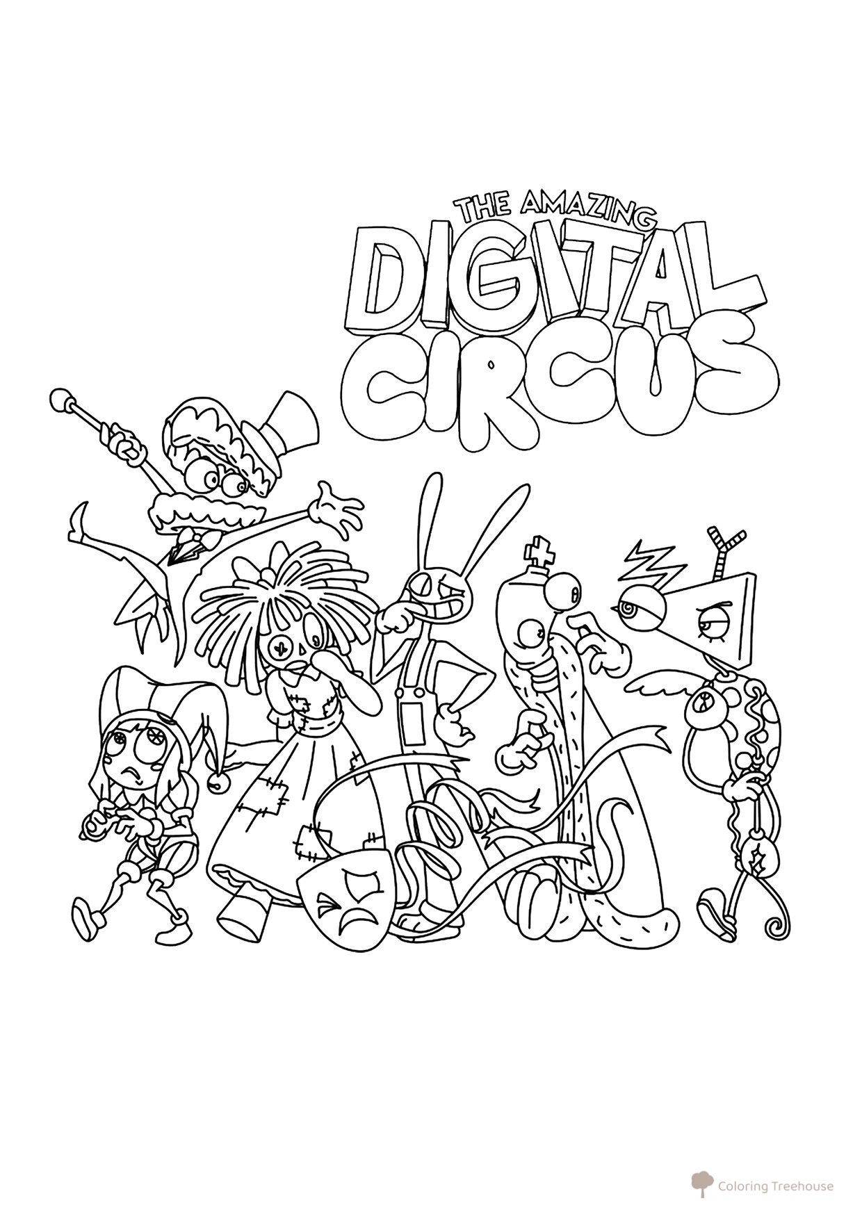 Colorear «El asombroso circo digital» dibujo para colorear gratis de Páginas para colorear «El sorprendente circo digital»