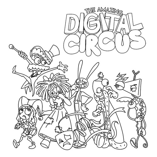 Colorear «El asombroso circo digital» dibujo para colorear gratis de Páginas para colorear «El sorprendente circo digital»