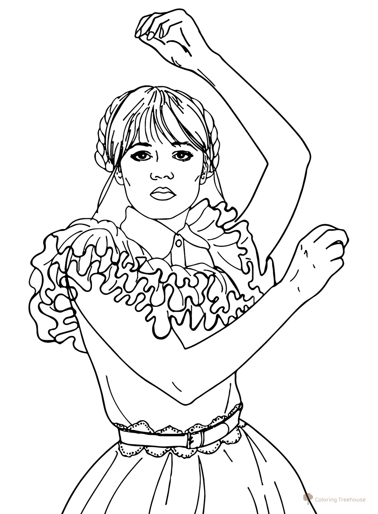 Wednesday Dance Coloring Page free printable Wednesday Coloring Pages from the Series coloring page