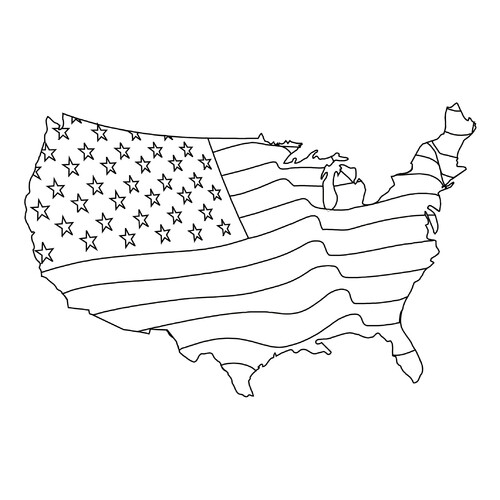 American Flag Map Coloring Page free printable America Coloring Pages coloring page