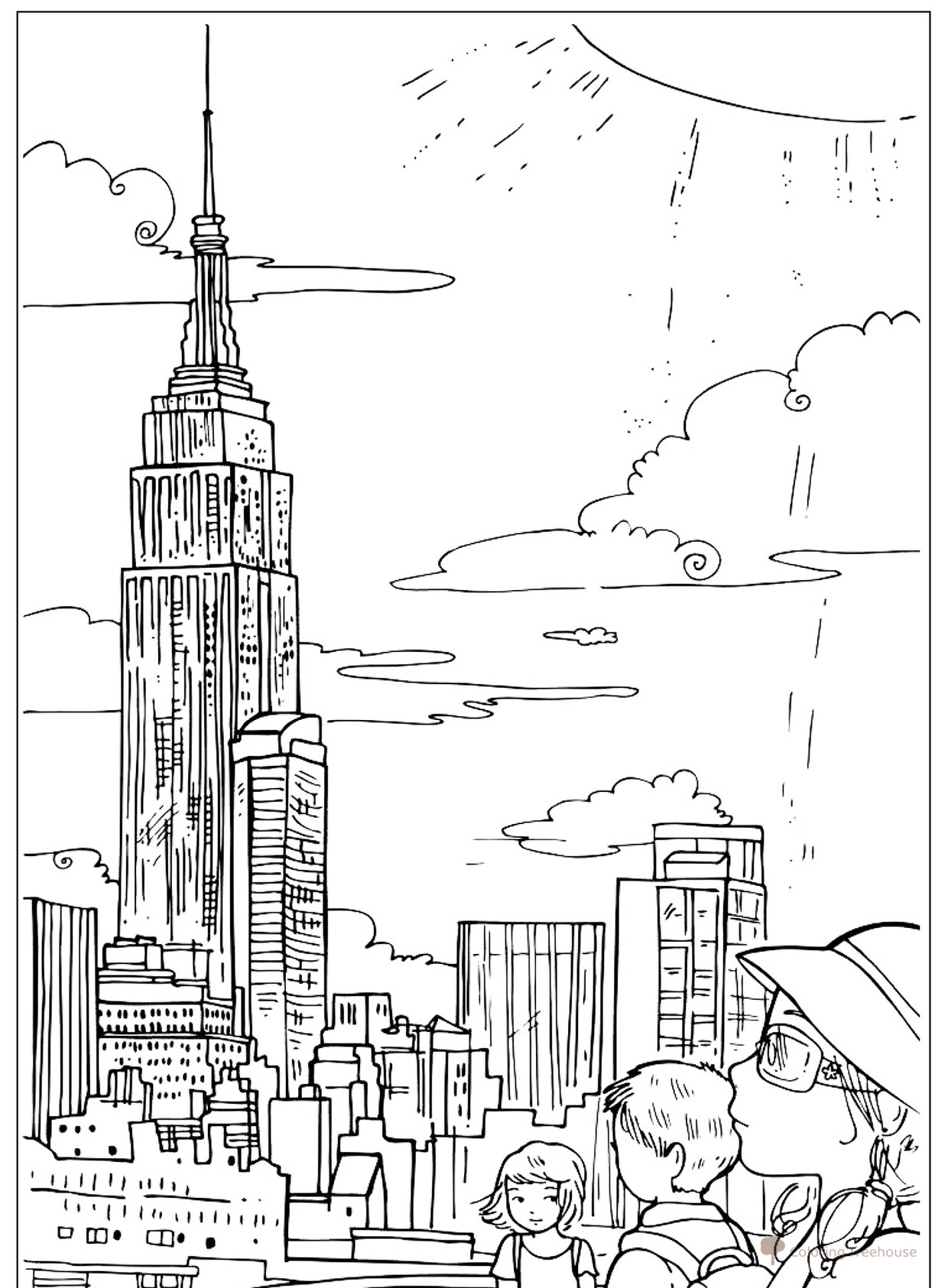 Empire State Building Coloring Page free printable America Coloring Pages coloring page