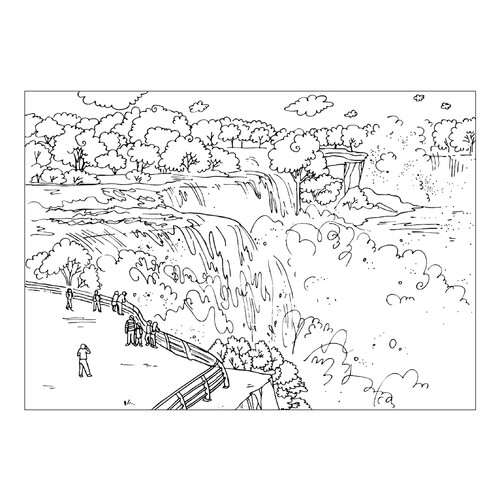 Niagara Falls Coloring Page free printable America Coloring Pages coloring page