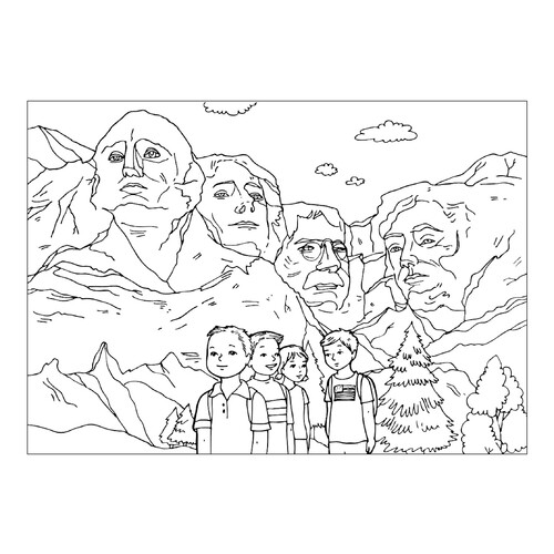 Mount Rushmore Sculptures Coloring Page free printable America Coloring Pages coloring page