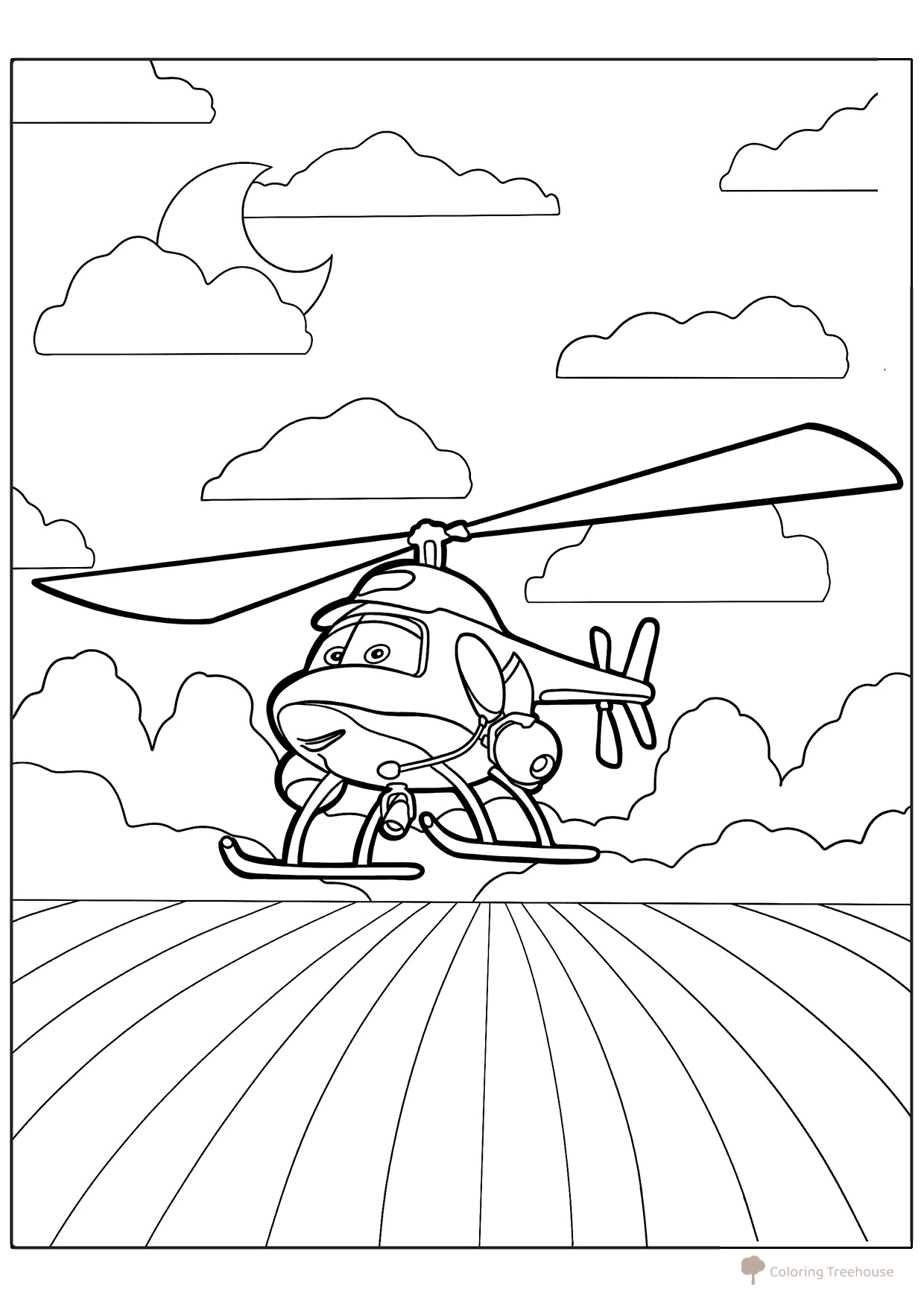 Página para colorear «Helicóptero Ketti» (de la película Cars) dibujo para colorear gratis de Páginas para colorear de helicópteros
